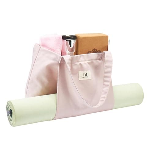 Moyaqi Canvas Tote Bag with Yoga Mat Carrier Pocket Carryall Shoulder Bag for Office, Workout, Pilates, Travel, Beach and Gym thumbnail 3