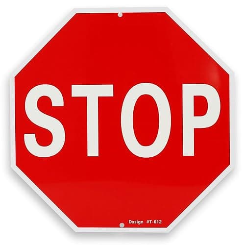 Red STOP Sign Wall Art, 12x12 Inch Aluminum, UV Printed, Street Style Decor, Garage & Man Cave, Safety Traffic Symbol, Indoor & Outdoor Decorative - Red Stop Sign - Image 1