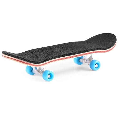 BISOZER Mini Finger Skateboard – Wooden Finger Board Ultimate Sport Training Props in Light Brown with Ball Bearings -1 Pack (Random Color Bearing Wheels) - Image 1