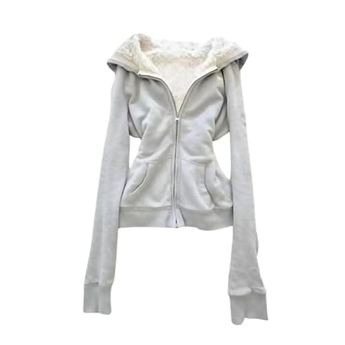 RONICY Fur Hoodie Cheetah Print Zip Up Hoodie Women Emo Long Sleeve 2000s Y2k Streetwear Winter Wear - Image 1