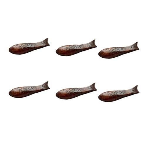 SHERCHPRY Japanese Style Small Fish Wood Chopsticks Holder Rest Set 6Pcs Handmade Round Drum Design for Chopsticks Forks Spoons Tableware thumbnail 9