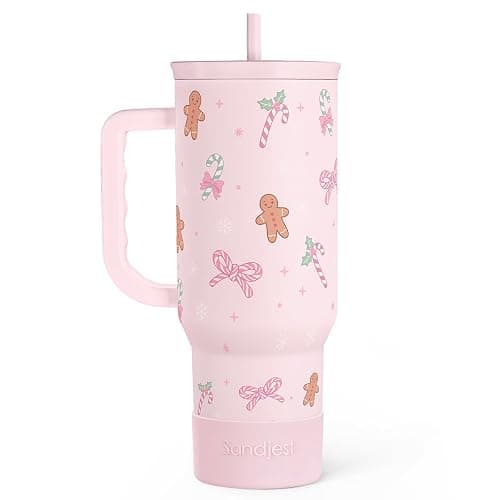 Christmas Theme 40oz Slider Tumbler with Handle and Straw - Insulated Stainless Steel Travel Coffee Mug for Women Girls, Gift for Birthday Xmas - Image 1