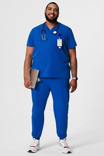 Fabletics Men's Helix 1-Pocket Scrub Top - MotionTech, Wrinkle-Resist, Chest Pocket, Anti-Shrink, Semi-Slim Fit thumbnail 3