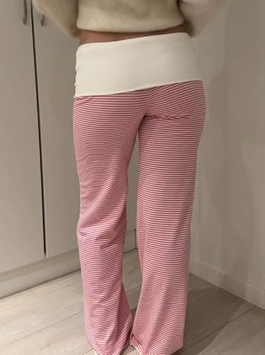 Women Y2k Fold Over Lounge Pants Comfy Wide Leg Stretch Yoga Pants Low Rise Skinny Sweatpants thumbnail 5