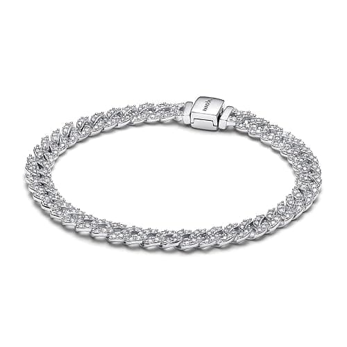 PANDORA Timeless Pavé Cuban Chain Bracelet - Gift for Her - Sterling Silver & Cubic Zirconia - With Gift Box thumbnail 2