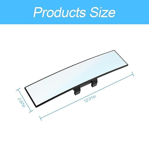 8sanlione Car Rearview Mirrors, Shock Resistant Interior Clip-on Panoramic Rear View Mirror for Car, Wide Viewing Range, 12 inch HD Universal Use for Cars, SUVs, Trucks, Vehicles (White) thumbnail 2