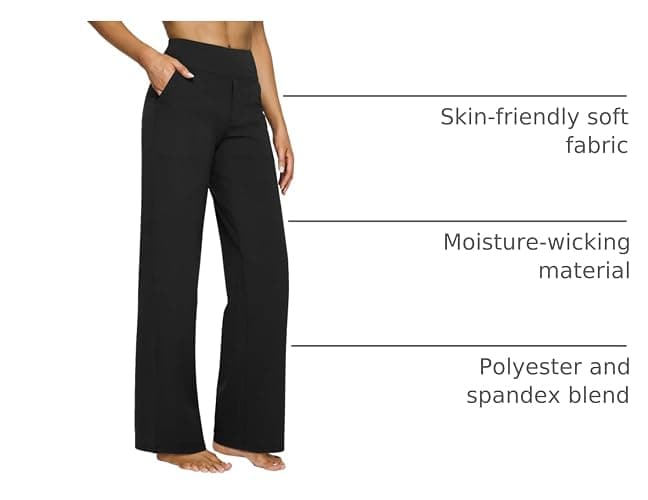G4Free EverGoing Yoga Pants Women Wide Leg Pants with Pockets High Waist Stretch Dress Casual Sweatpants Petite/Regular/Tall thumbnail 4
