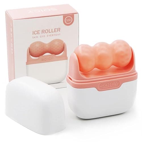 Ice Roller for Face and Eyes - Facial Skin Care Tools with 2 in 1 Face Roller and Travel Case, Self Care Gift for Men Women (Pink) - Image 1
