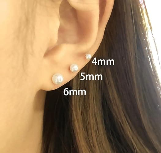 Renkovte 3Pairs Flatback Pearl Stud Earrings Set for Multiple Piercing|Dainty 4mm 5mm 6mm Pearl Earrings for Helix Tragus Cartilage Piercing for Women thumbnail 5