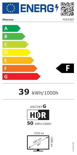Hisense TV 40" Full HD 2025 40E43QT, Smart TV VIDAA U8, Airplay2, Game Mode, Works with Alexa, Tuner DVB-T2/S2 HEVC 10, lativù, 40'', 2025 LED thumbnail 14
