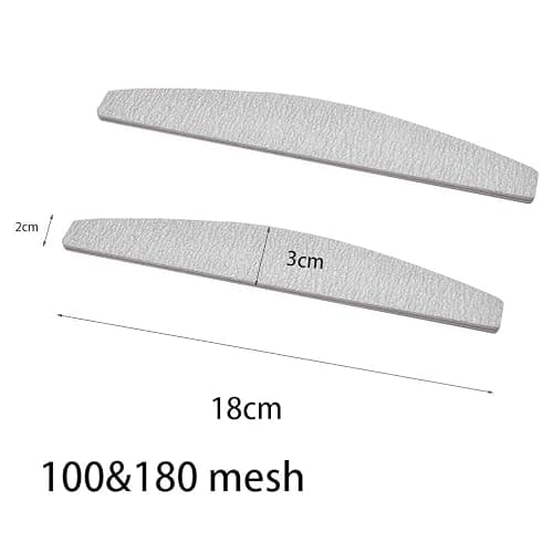 50PCS Professional Nail Files 100/180 Grit Double Sided Emery Board Nail File Acrylic Gel Natural Nail Styling Tools Pet Grooming Tools for Home and Salon Use, Washable Half-Moon Emery Boards for Nail thumbnail 2