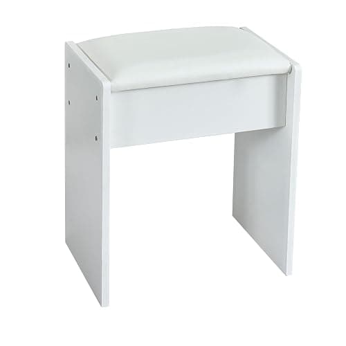 Hikooo White Modern Vanity Desk, Vanity Table with 5 Drawers, Storage Shelves and Stool, 3 Color Modes Adjustable Brightness Dressing Table for Dressing Table for Bedroom Dressing Room thumbnail 7