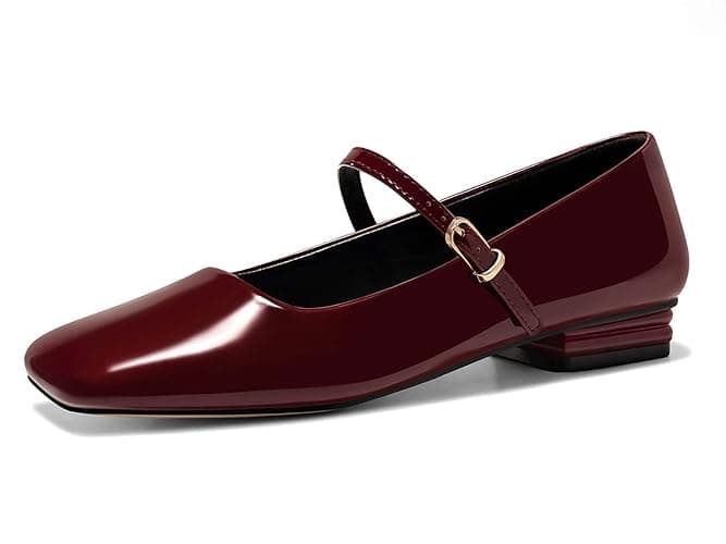 Coutgo Women's Mary Jane Flats Closed Square Toe Ballet Flat Dressy Comfortable Slip on Shoes