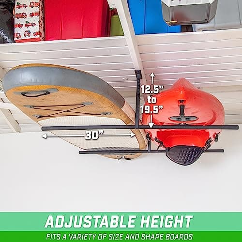 GoSports Kayak Rack for Garage Ceiling Mount - Adjustable Storage Hangers for 2 Kayaks, SUPs, or Surfboards thumbnail 3