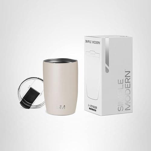 Simple Modern Travel Coffee Mug Tumbler with Flip Lid | Reusable Insulated Stainless Steel Cold Brew Iced Coffee Cup Thermos | Gifts for Women Men Him Her | Voyager Collection | 12oz | Almond Birch thumbnail 8