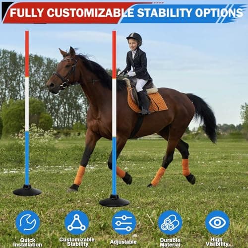 6 Pcs 6FT Pole Bending Poles for Horses | Horse Training Equipment with Round Base | Adjustable Gear for Horse Agility, Equestrian Sports, Soccer Drills, Football Practice & Dog Obstacle Courses thumbnail 6