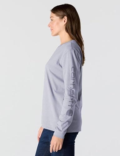 Carhartt Women's Loose Fit Heavyweight Long-Sleeve Logo Sleeve Graphic T-Shirt thumbnail 2