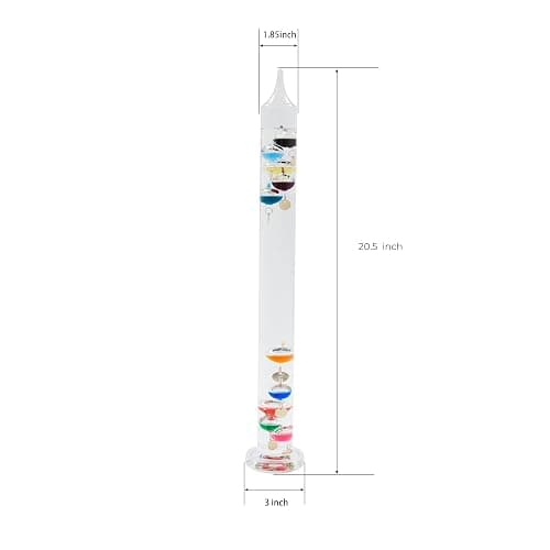 20.5inch Large Glass Galileo Thermometer with 10 Multi Colored Balls with Gold Tags from 60ºF to 96ºF Galileo Thermometer Gorgeous Gift for Family Friends Present Home Office Indoor and Outdoor Décor thumbnail 5