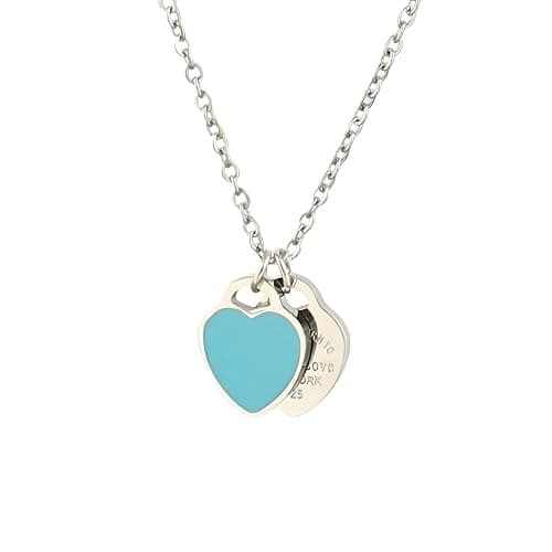 925 sterling Silver Double Heart Necklace - Two Hearted Necklace with chain - 14K Yellow Gold Double Hearts Pendant Necklace - Two Hearts - Image 1