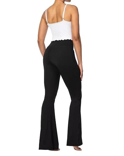 Sunzel Flare Leggings for Women with Pockets, Crossover Yoga Pants with Tummy Control, High Waisted and Wide Leg thumbnail 8