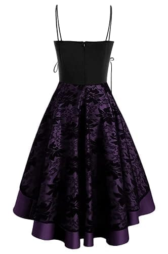 Women’s Vintage Steampunk Dress Spaghetti Strap Bandage Dresses Floral Lace High Low Dress Lolita Halloween Costumes thumbnail 3