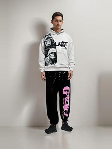 Obenie Retro Y2K Hoodie Gothic Casual Alphabet Blast Print Pattern Skull Fashion Hoodie Men Harajuku Men Clothing thumbnail 5
