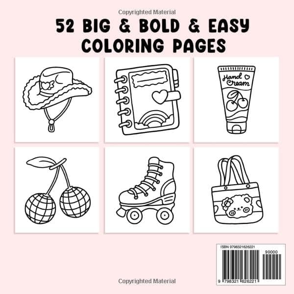 Cute & Groovy: Coloring Book for Adults and Kids, Bold and Easy, Simple and Big Designs for Relaxation Featuring Lovely Things thumbnail 2
