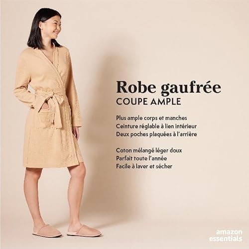 Amazon Essentials Femme Peignoir Long En Tissu Nid D’Abeille Léger (Grandes Tailles Disponibles) thumbnail 2