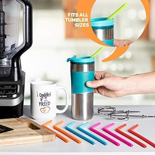 15 FITS ALL TUMBLERS STRAWS - Reusable Silicone Straws for 30 and 20 oz Yeti - Flexible Easy to Clean + 2 Cleaning Brushes - BPA Free, No Rubber Taste Drinking - Best Value for Money Pack thumbnail 3