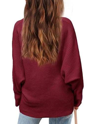 Mafulus Girl's Oversized Crewneck Fall Sweaters Kids Batwing Long Sleeve Slouchy Chunky Cute Pullover Jumper Shirts 5-14T thumbnail 2