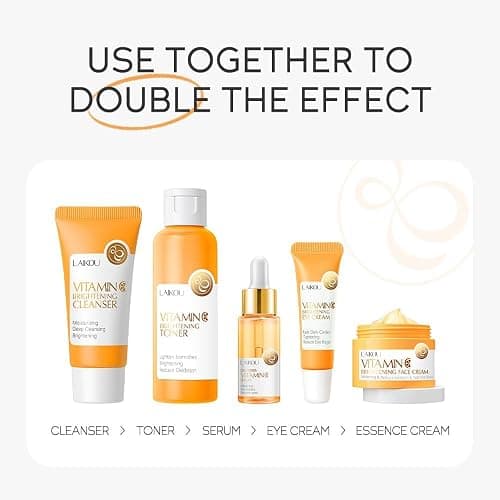 Vitamin C Skincare Set, Moisturizing Face Skin Care Kit with Facial Cleanser, Face Serum, Face Cream, Eye Cream, Toner For Hydrating Skin, Anti-Aging Skin thumbnail 6