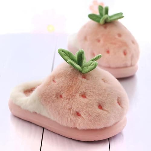 Zigihos Strawberry Fuzzy Friut Slippers for Women, Cute Fluffy Plush Warm House Couple Slippers, Winter thumbnail 6