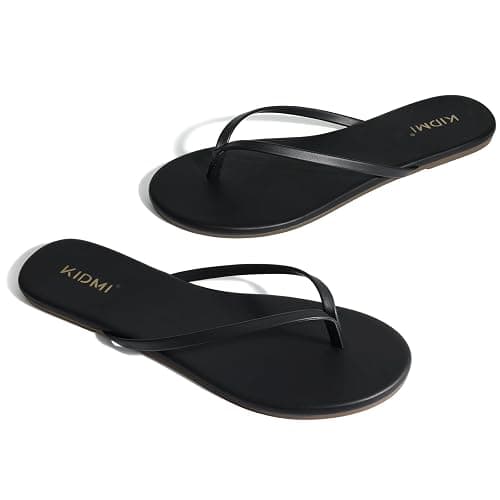KIDMI Thong Flip Flops for Women - Memory Foam Summer Beach Sandals for Women - Vegan Leather Flat Sandals thumbnail 6
