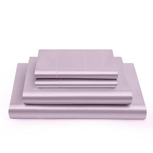 Vonty Satin Sheets King Size Silky Soft Satin Bed Sheets Luxury Lavender Sheet Set, 1 Deep Pocket Fitted Sheet + 1 Flat Sheet + 2 Pillowcases thumbnail 3