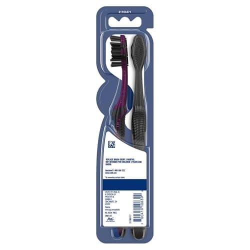 Oral-B 3D White Charcoal Toothbrush, 2 Count Medium Manual tootbrush Pack, Whitens Teeth, removes Plaque and Stains, Tongue Scraper Tooth Brush thumbnail 7