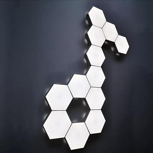 YXQUA Hexagon Lights, Minimalist White Touch Night Light, Center Touch-Sensitive Wall Panels, Hex Light with USB-Power for Autism, Game Room Decor, Party (6) thumbnail 5