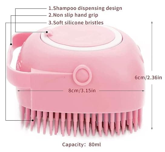 Pet Bath Massage Brush Puppy Dog Cat Grooming Cleaning Soft (Pink) thumbnail 5