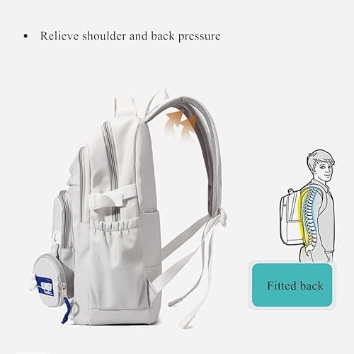 LANSHIYA Cute Aesthetic Backpack for Girls Middle School Students Bookbag Teens Solid Color Lightweight Travel Daypack Casual Schoolbag with Coin Pouch,Purple thumbnail 5