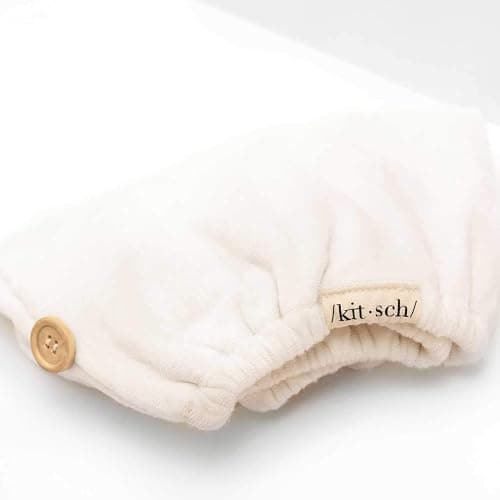 Kitsch Microfiber Hair Towel Wrap for Women – Ultra Absorbent Microfiber Bath Towels for Wet, Curly, Long or Short Hair – Anti-Frizz Hair Wrap, Great Hair Care Gifts for Women – White Ivory thumbnail 9