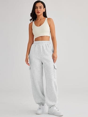 AUTOMET Womens Cargo Sweatpants Oversized Fleece Joggers Fall Fashion Outfits Y2k Clothes 2025 with Pockets thumbnail 2