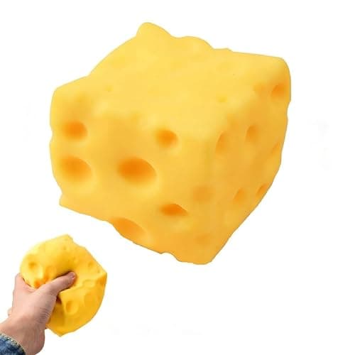 2.7IN-Cheese Squeeze Block, Yellow Cheese Squeeze Toy, Cheese Squeeze Stress Toy, Squishy Cheeses, Soft Novelty Rebounding Fidget Toy for Party (Yellow-2.7in) - Image 1