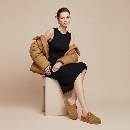 CUSHIONAIRE Origin Genuine Suede Mule Clogs for Women, Cozy Slip-On Moc Toe Loafer with Buckle and Faux Fur Cushioned Footbed thumbnail 8