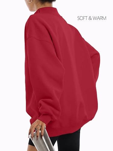 Trendy Queen Womens Mock Neck Sweatshirts Oversized Pullover Fall Outfits | Fall Fashion Clothes 2026,Long Sleeve Tops,Comfort Soft Fleece,Travel Casual Work Lounge Daily Outfit thumbnail 4