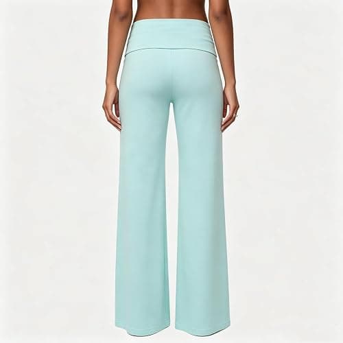Fold Over Yoga Pants for Women Low Rise Wide Leg Cute Flare Sweatpants | Low Waisted,Lounge Pants,Back to School Clothes for Teen Girls thumbnail 4
