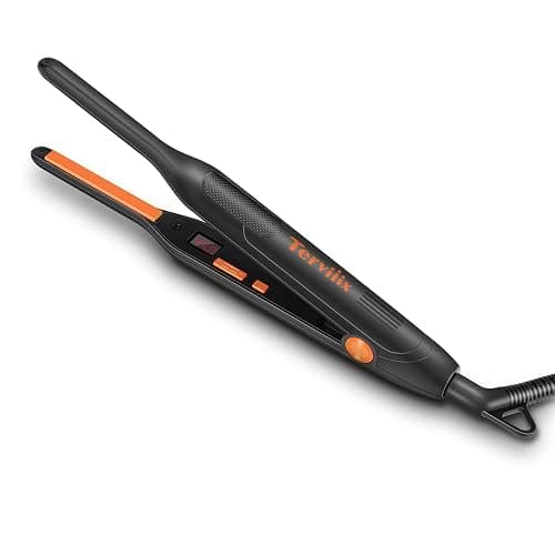 Terviiix Small Flat Iron for Short Hair, Temperature Adjustable Pencil Flat Iron Fast Heat Up, 3/10 Inch Beard Straightening Iron Dual Voltage with Tourmaline Ceramic Plates, Auto Shut Off - Image 1