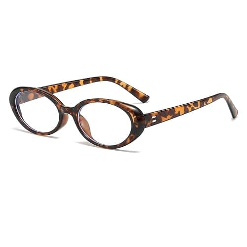 JOVAKIT Oval Blue Light Blocking Glasses for Women Men Vintage Fashion Small 90s Retro Oval Frame Style Eyeglasses - Image 1