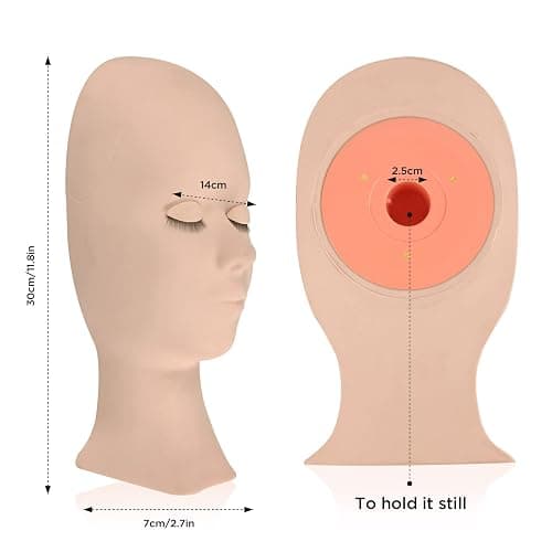LASHVIEW Lash Mannequin Head , with 4 Pairs Replaced Eyelids Practice, Makeup Soft-Touch Rubber, Natural Skin Color thumbnail 4