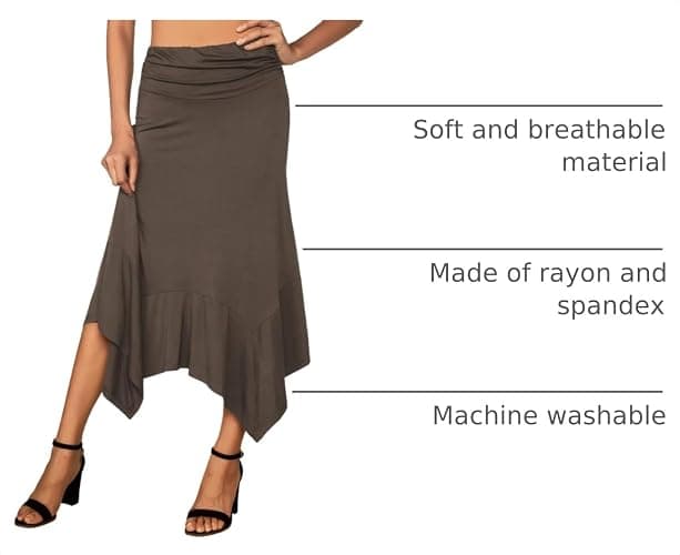 DJT Women's Flowy Handkerchief Hemline Midi Skirt thumbnail 4