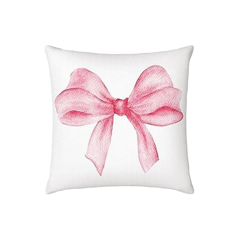 RYKEEN Pink Coquette Pillow Covers 18x18 Inch ，Set of 4 Coquette Bow Cherry Heart Aesthetic Pillow Covers Girly Bedroom Decor for Home Bedroom Living Room Decor (18x18 Inch) thumbnail 7