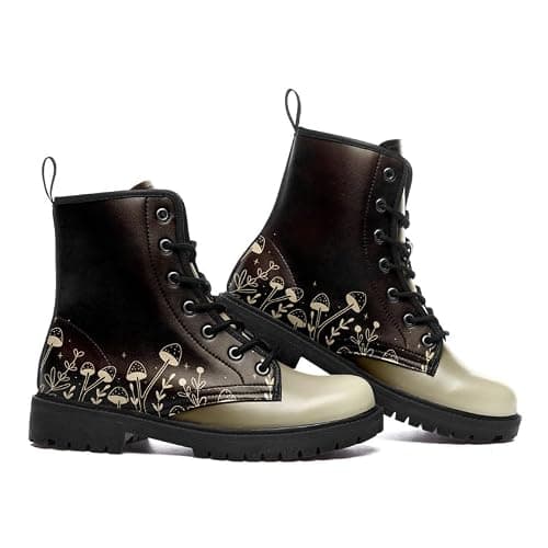 AWSOLE Fashion Ankle Boots For Men Women Floral Mushroom Star Trendy Lace Up Unisex Booties Combat Trendy Street Wear Boots thumbnail 3